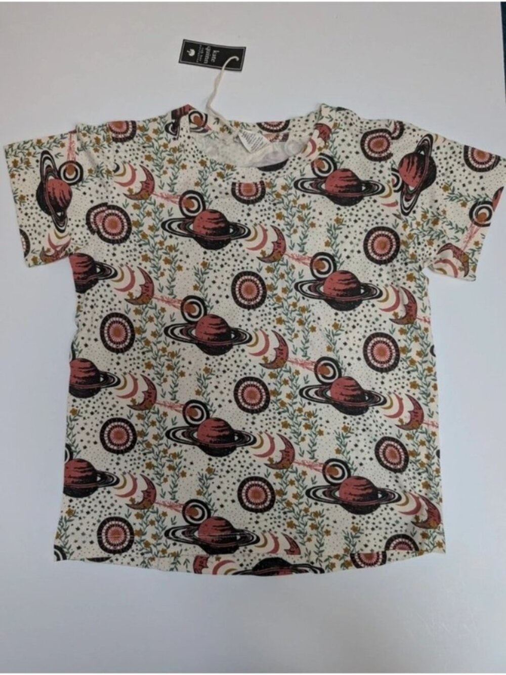 Bamboo Spooky Planets Space Print Tee 5Y Short Sleeve Shirt